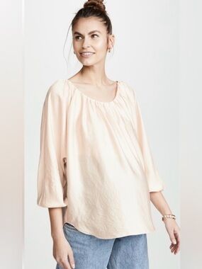 NWT Hatch maternity Deanna Peasant Scoop-Neck Blouse - Ivory
